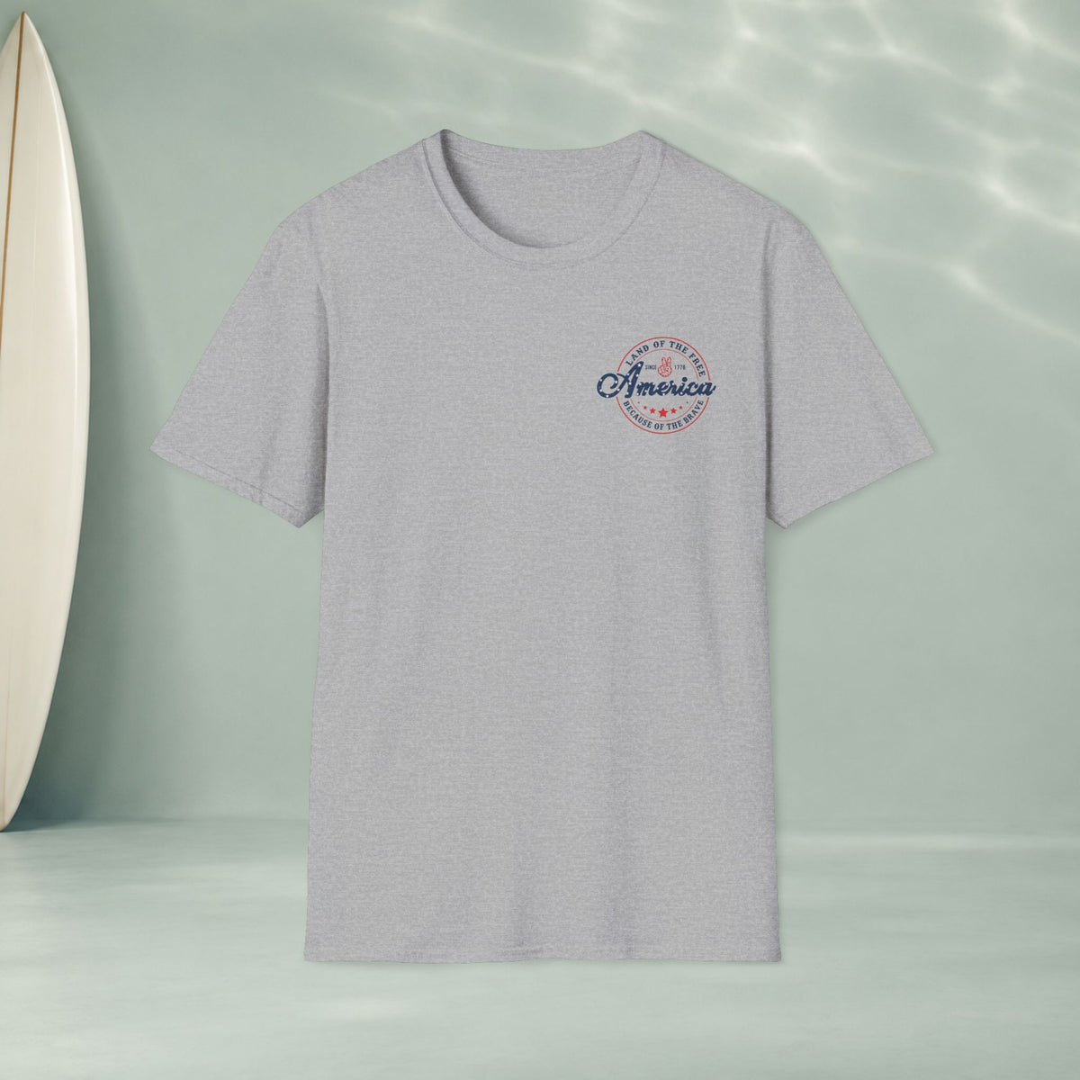 America Vintage Badge T-Shirt — "Land of the Free, Because of the Brave"