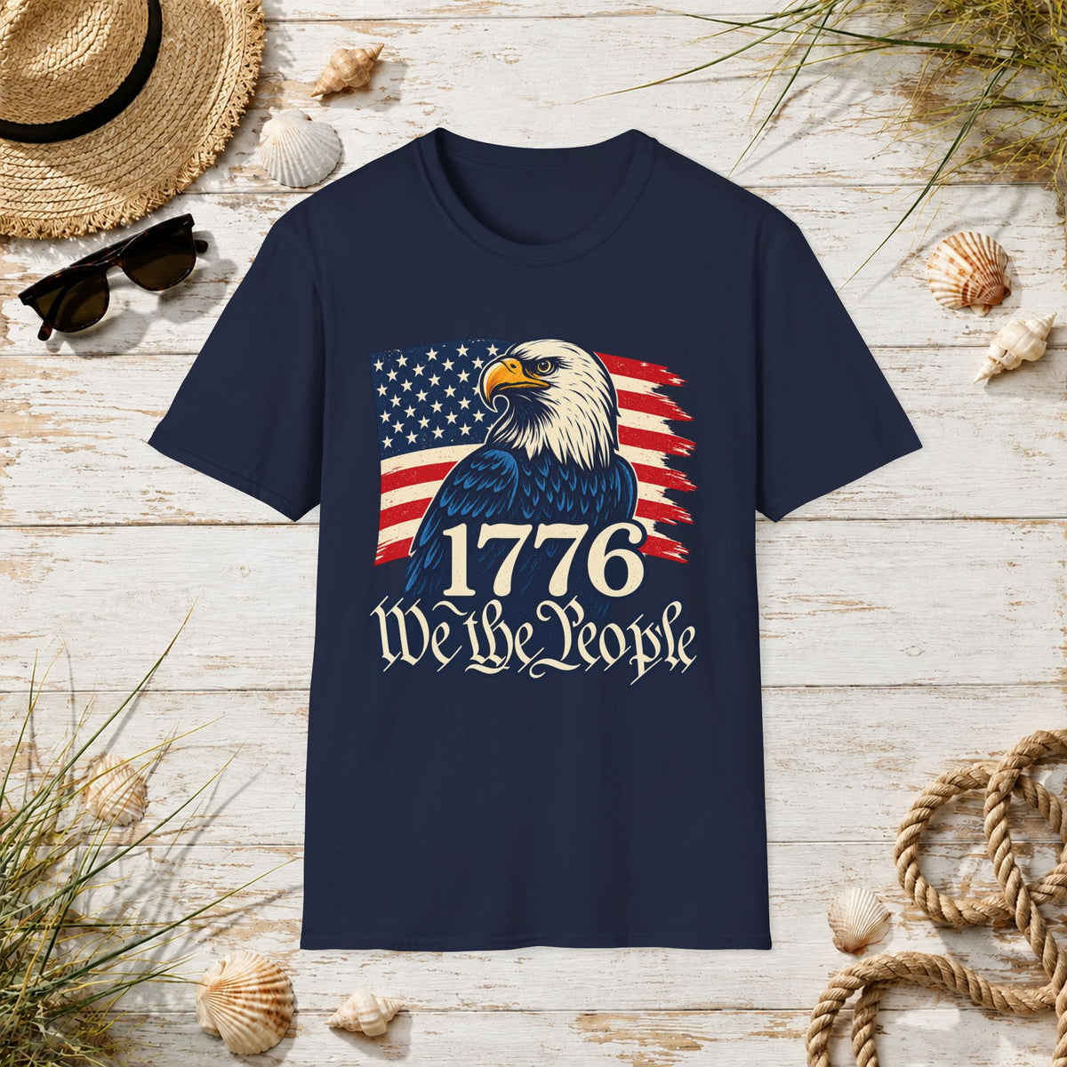 Patriotic Eagle T-Shirt — '1776 We the People' American Flag Tee