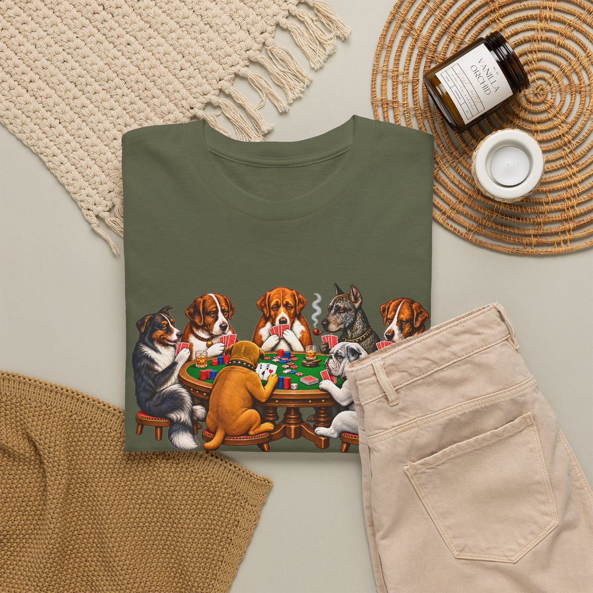 Dog Poker Night T‑Shirt — Cute Dogs Playing Cards Graphic Tee