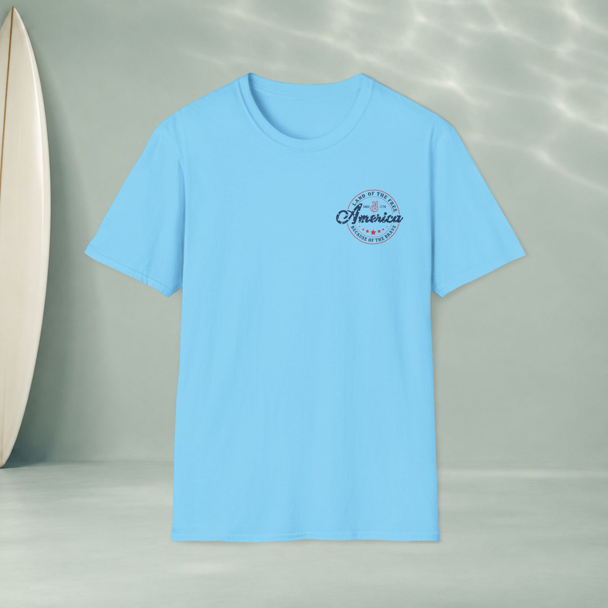 America Vintage Badge T-Shirt — "Land of the Free, Because of the Brave"