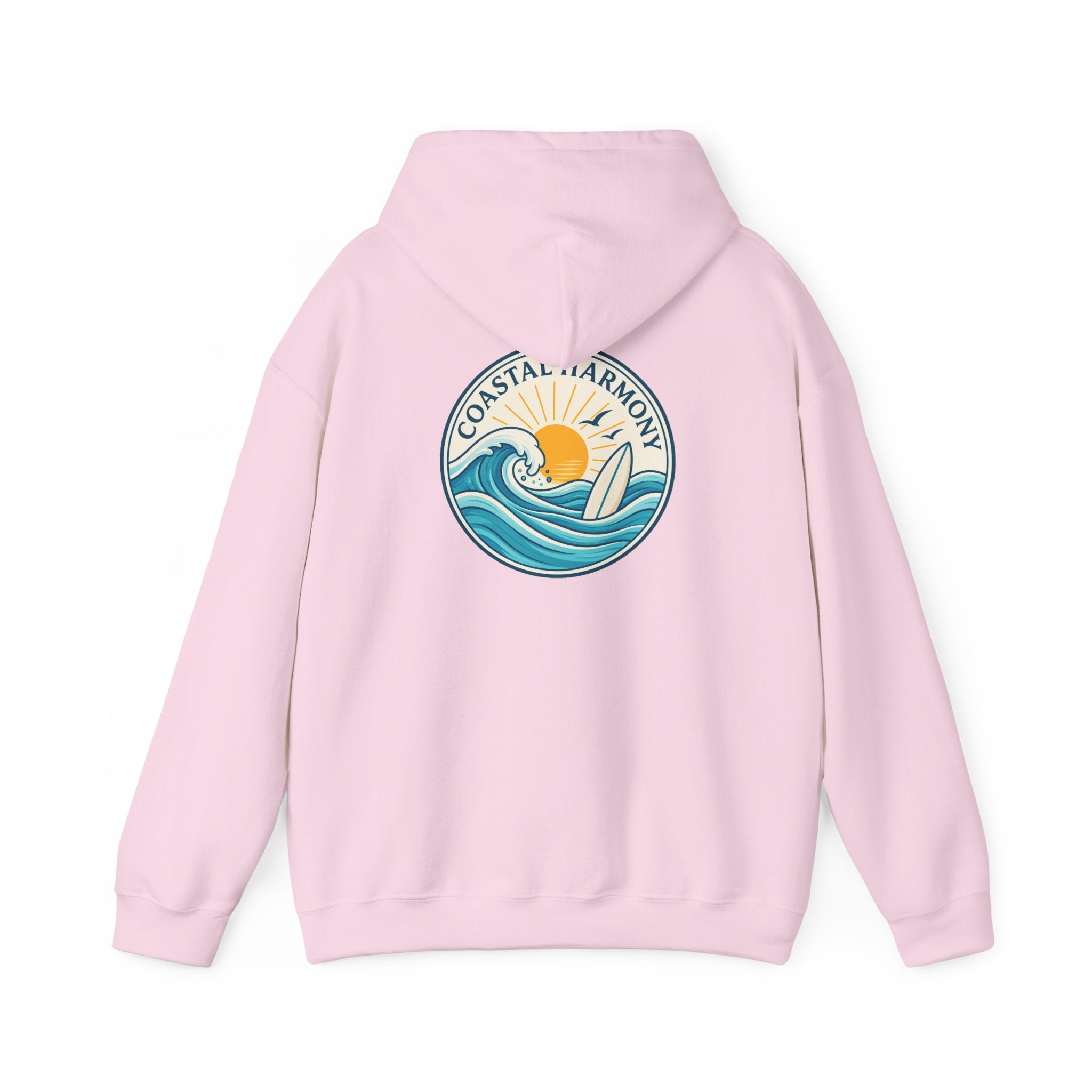 Coastal Harmony Surf Hoodie — "Progress Over Perfection" Graphic Sweatshirt