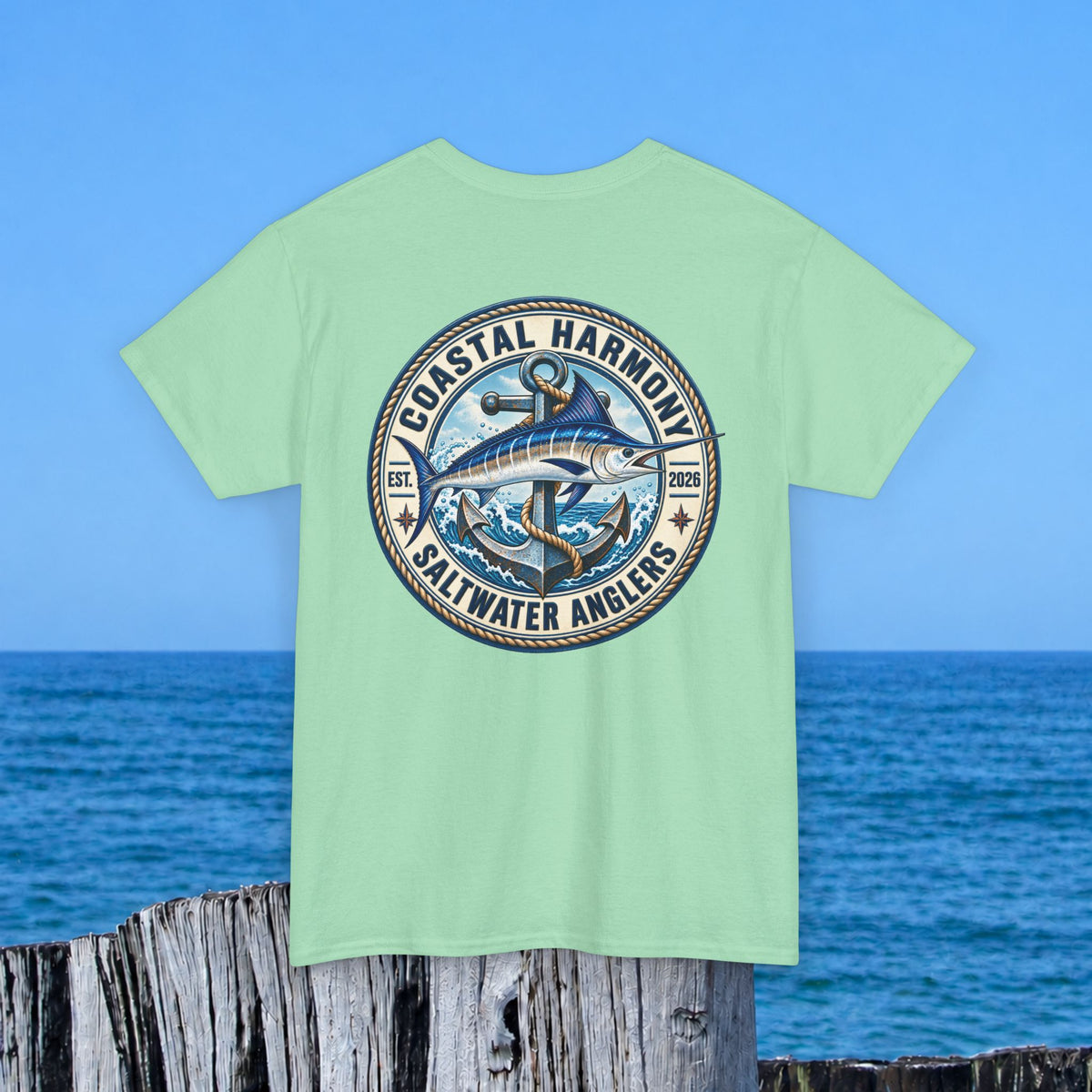 Fishing Tee — "Coastal Harmony" Saltwater Anglers Short-Sleeve Shirt