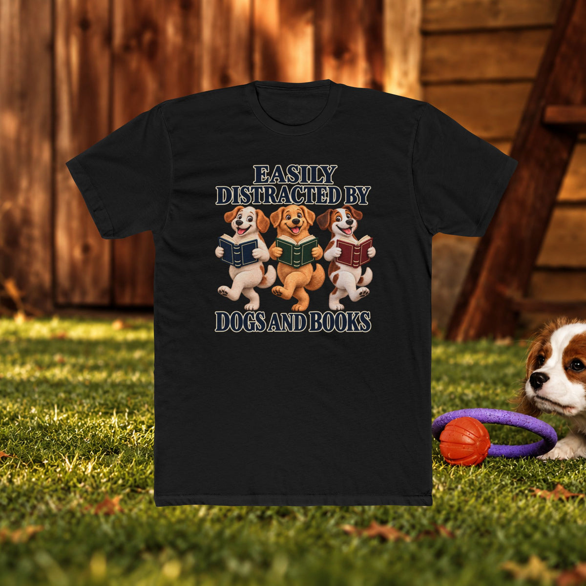 Easily Distracted by Dogs and Books T‑Shirt