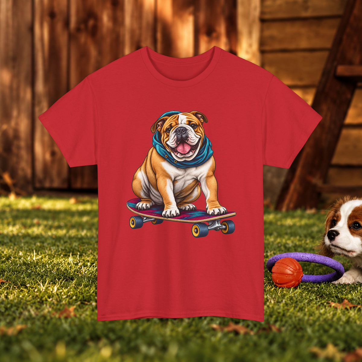 Bulldog Skateboard T-Shirt – Cute Skateboarding Dog Graphic Tee