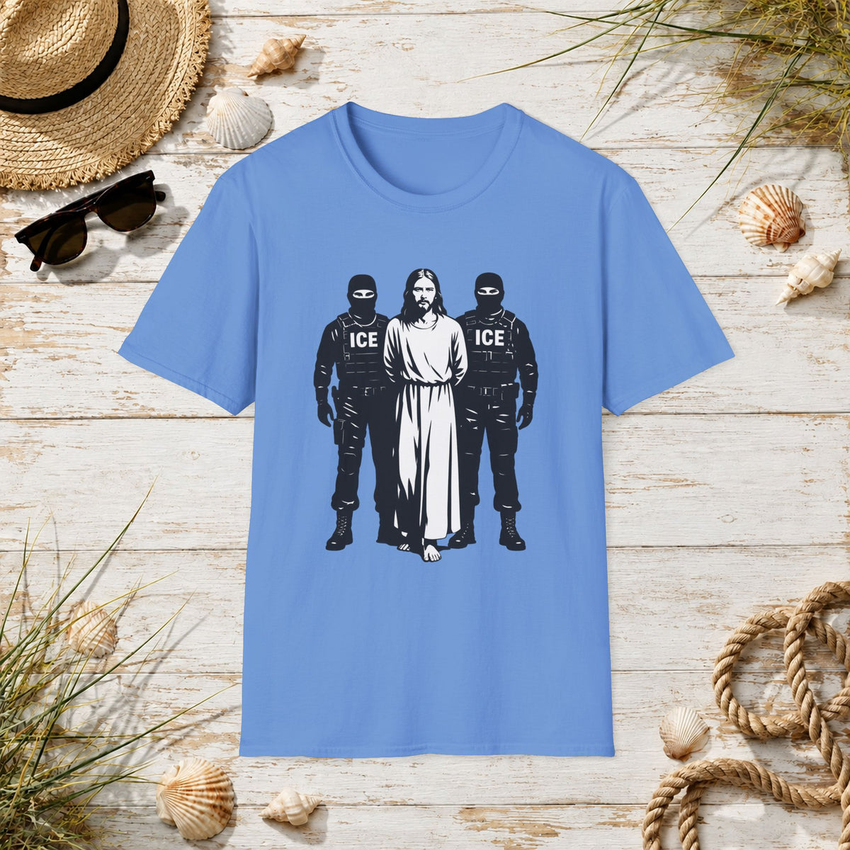Jesus Between ICE Agents T-Shirt