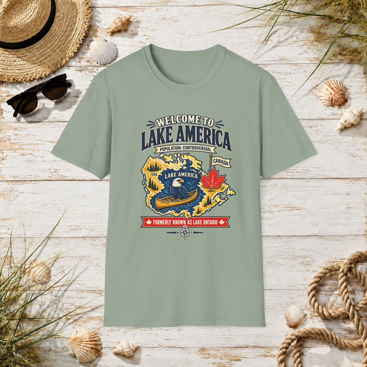 Lake America Graphic T-Shirt — "Welcome to Lake America" Retro Travel Tee