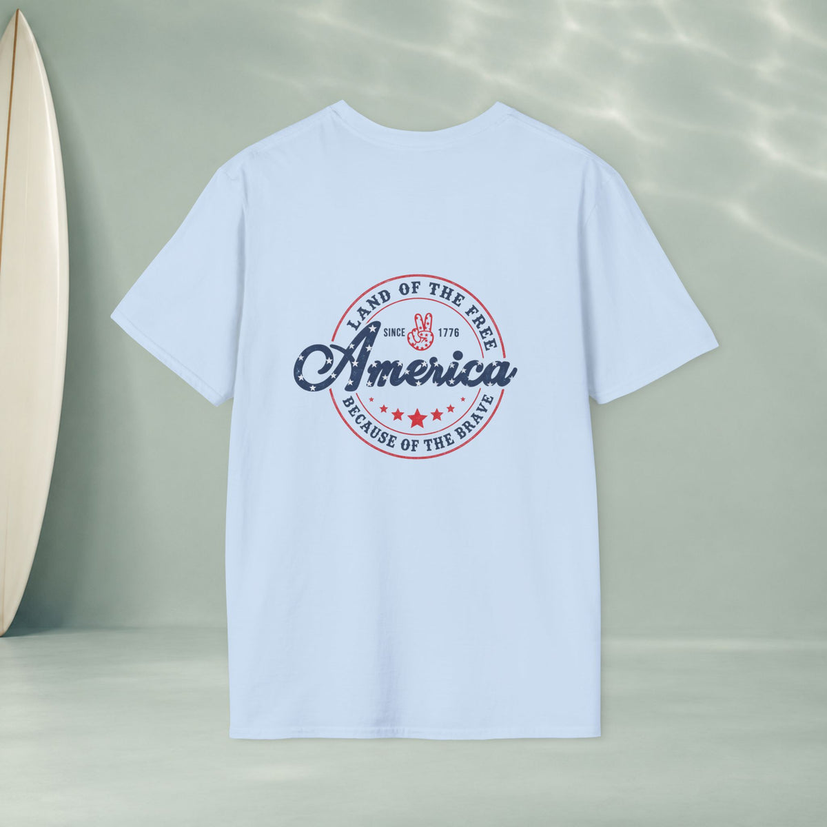 America Vintage Badge T-Shirt — "Land of the Free, Because of the Brave"