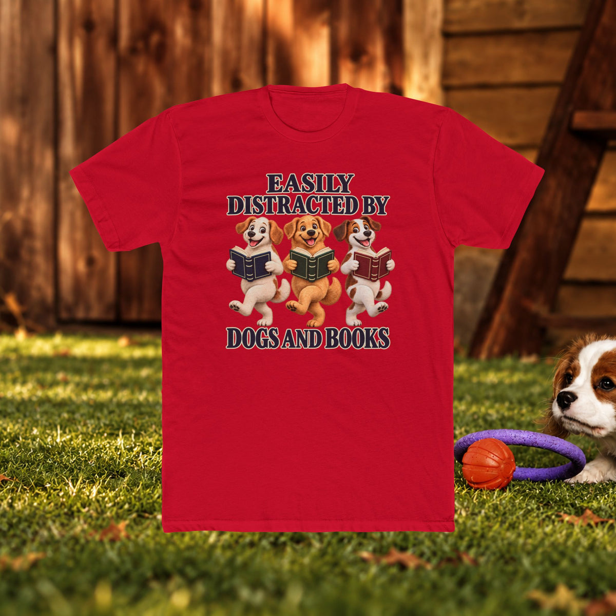 Easily Distracted by Dogs and Books T‑Shirt