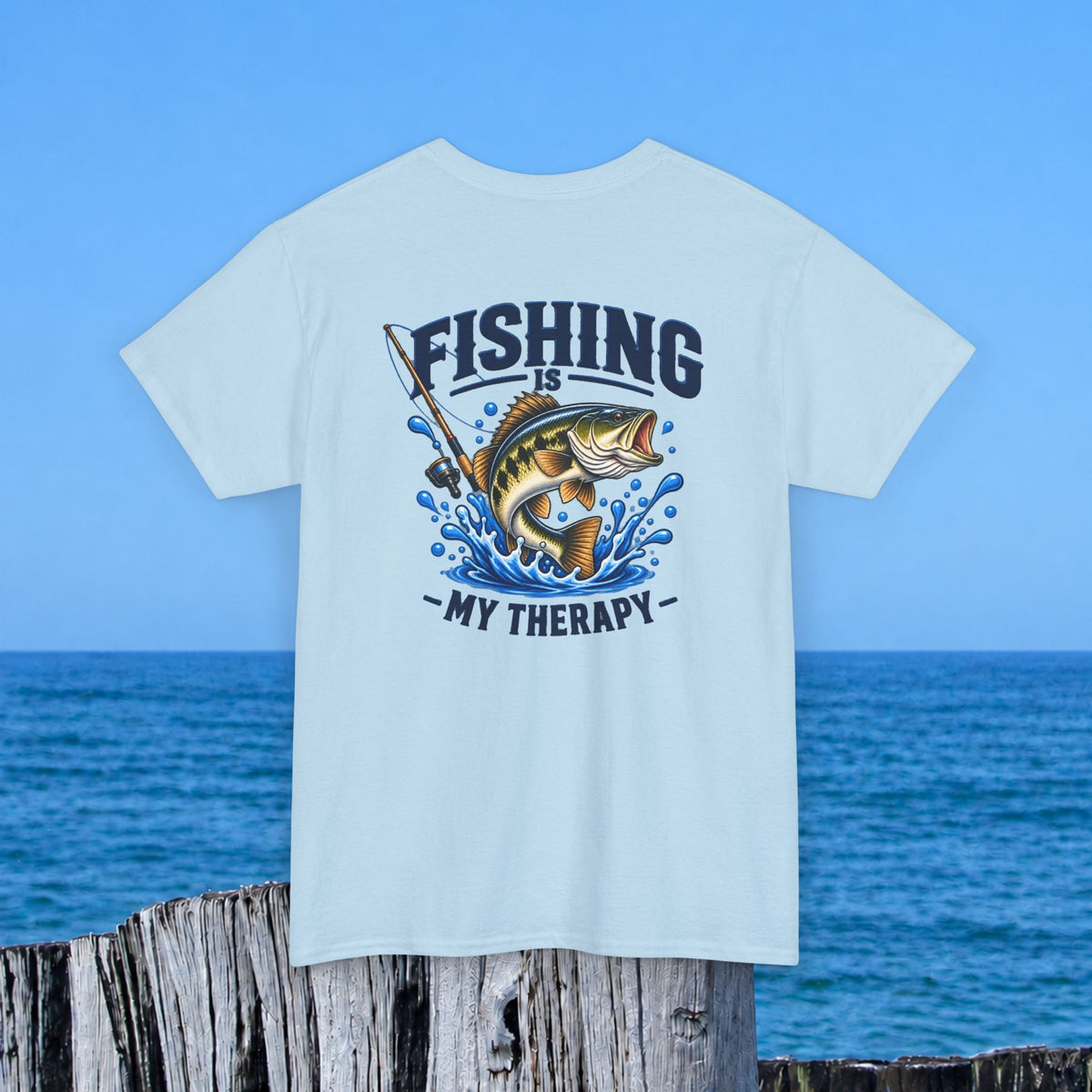 Fishing Tee — "Fishing Is My Therapy" Graphic T-Shirt