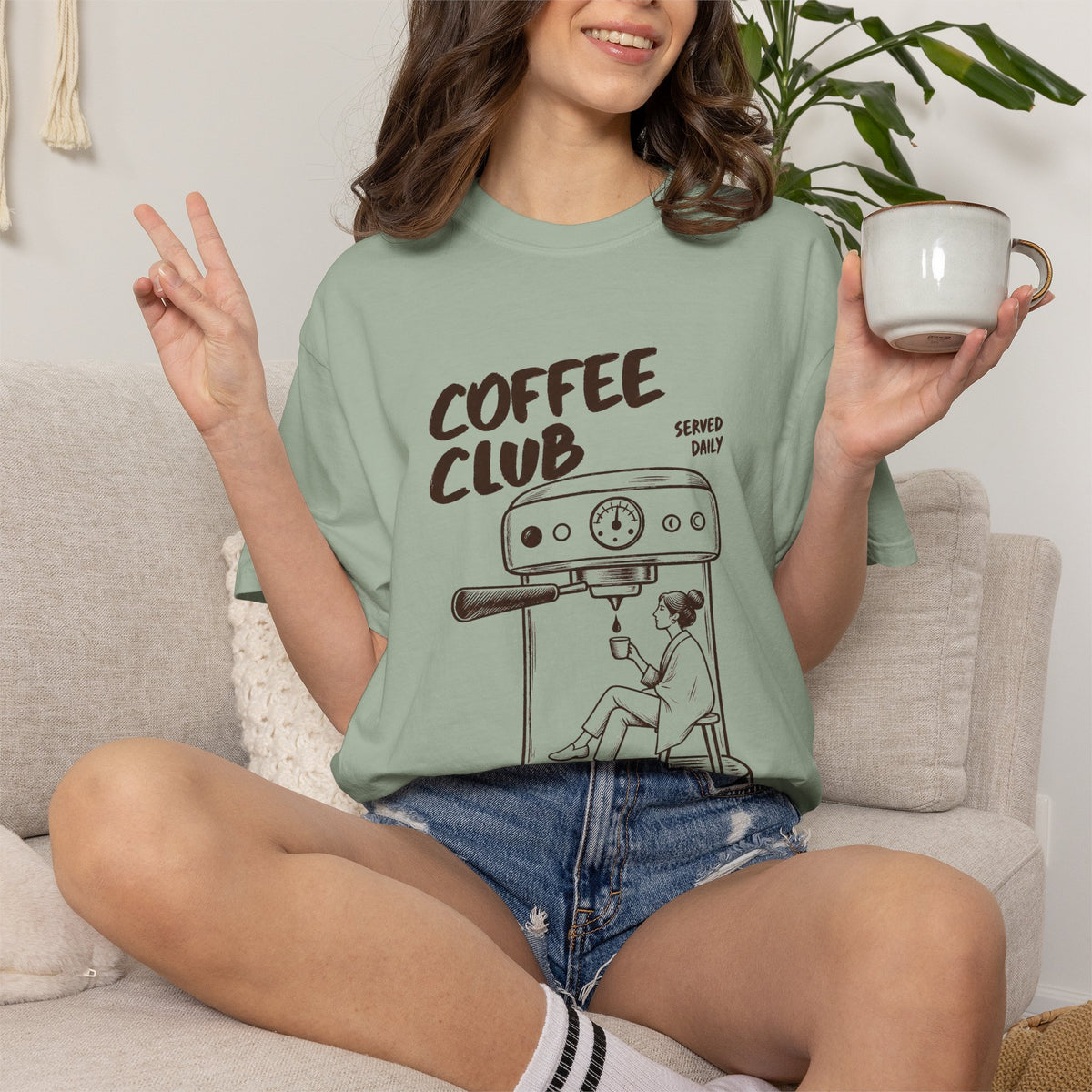 Coffee Club T-Shirt — 'Every Morning' Espresso Machine Graphic Tee