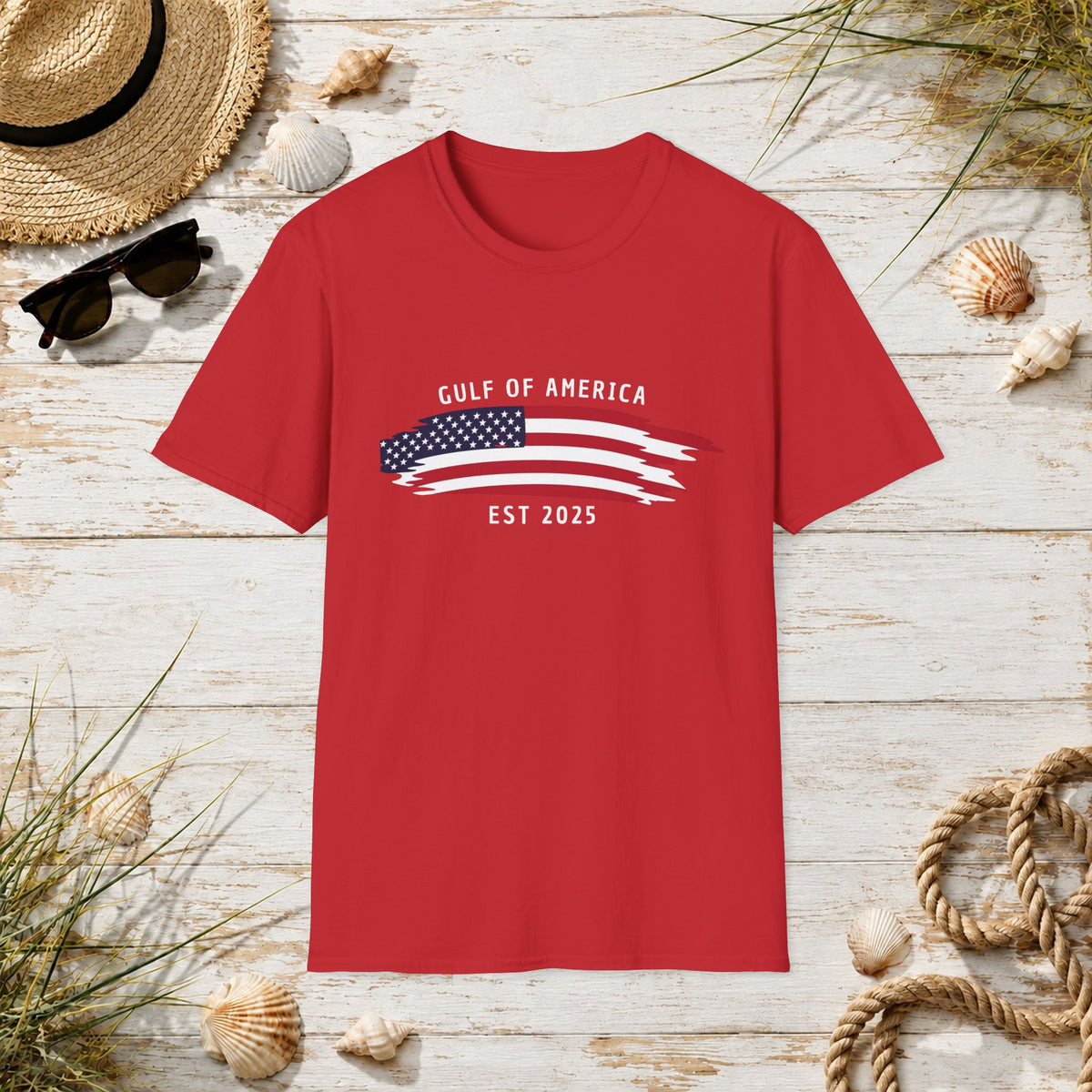 Gulf of America EST 2025 T-Shirt – American Flag Wave Graphic