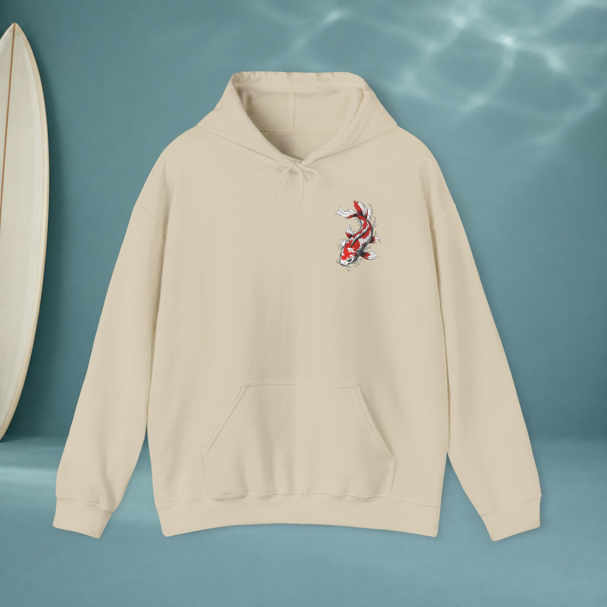 Bonsai & Koi Hoodie — Japanese Red Sun Graphic Hooded Sweatshirt