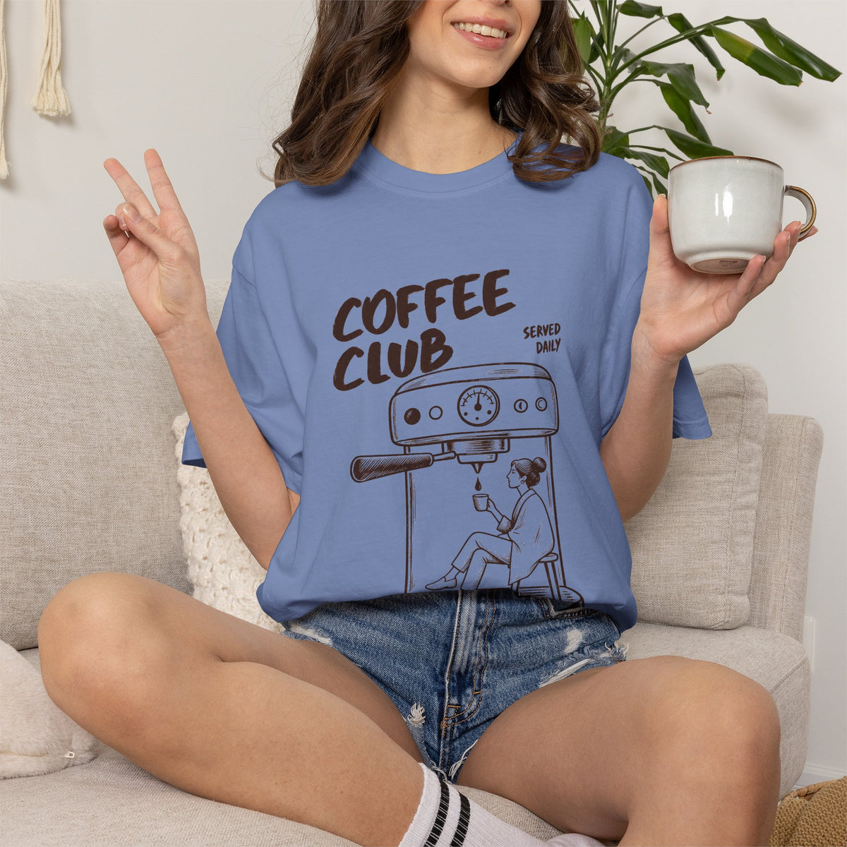 Coffee Club T-Shirt — 'Every Morning' Espresso Machine Graphic Tee