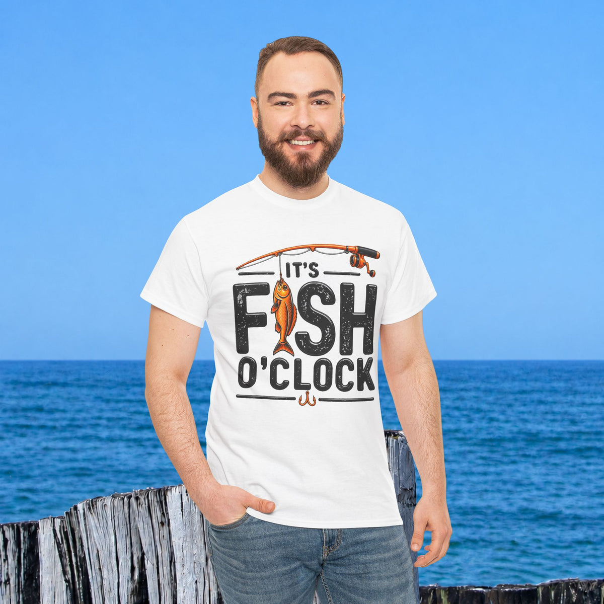 Fishing T‑Shirt — "It's Fish O'Clock" Graphic Tee for Anglers