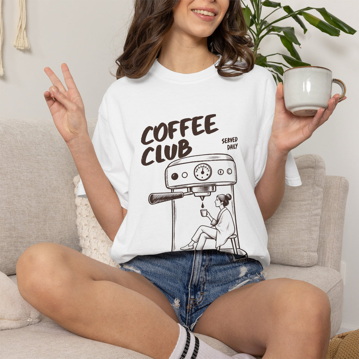 Coffee Club T-Shirt — 'Every Morning' Espresso Machine Graphic Tee