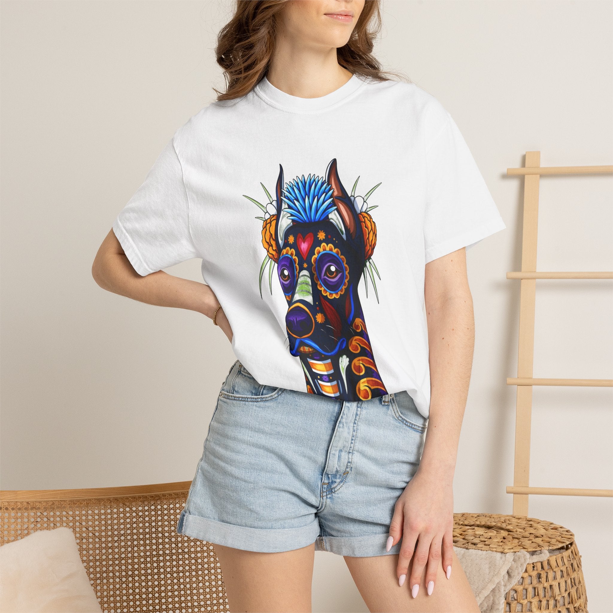 Doberman Día de los Muertos Graphic T-Shirt
