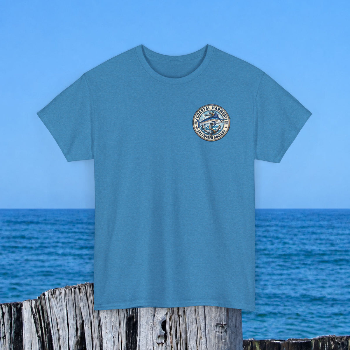 Fishing Tee — "Coastal Harmony" Saltwater Anglers Short-Sleeve Shirt