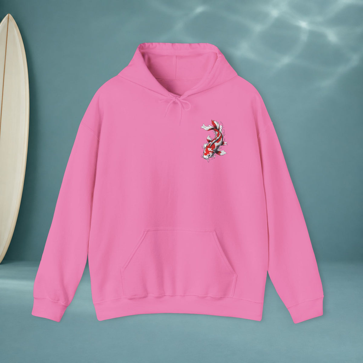 Bonsai & Koi Hoodie — Japanese Red Sun Graphic Hooded Sweatshirt