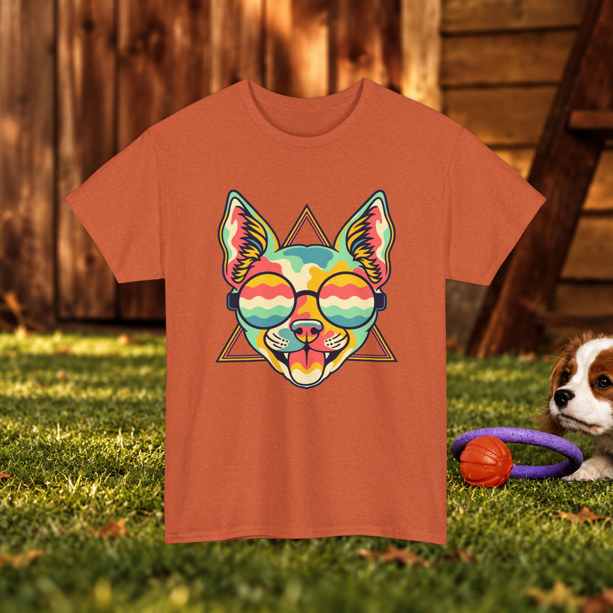 Chihuahua Sunglasses Tee — Colorful Retro Dog Graphic T-Shirt