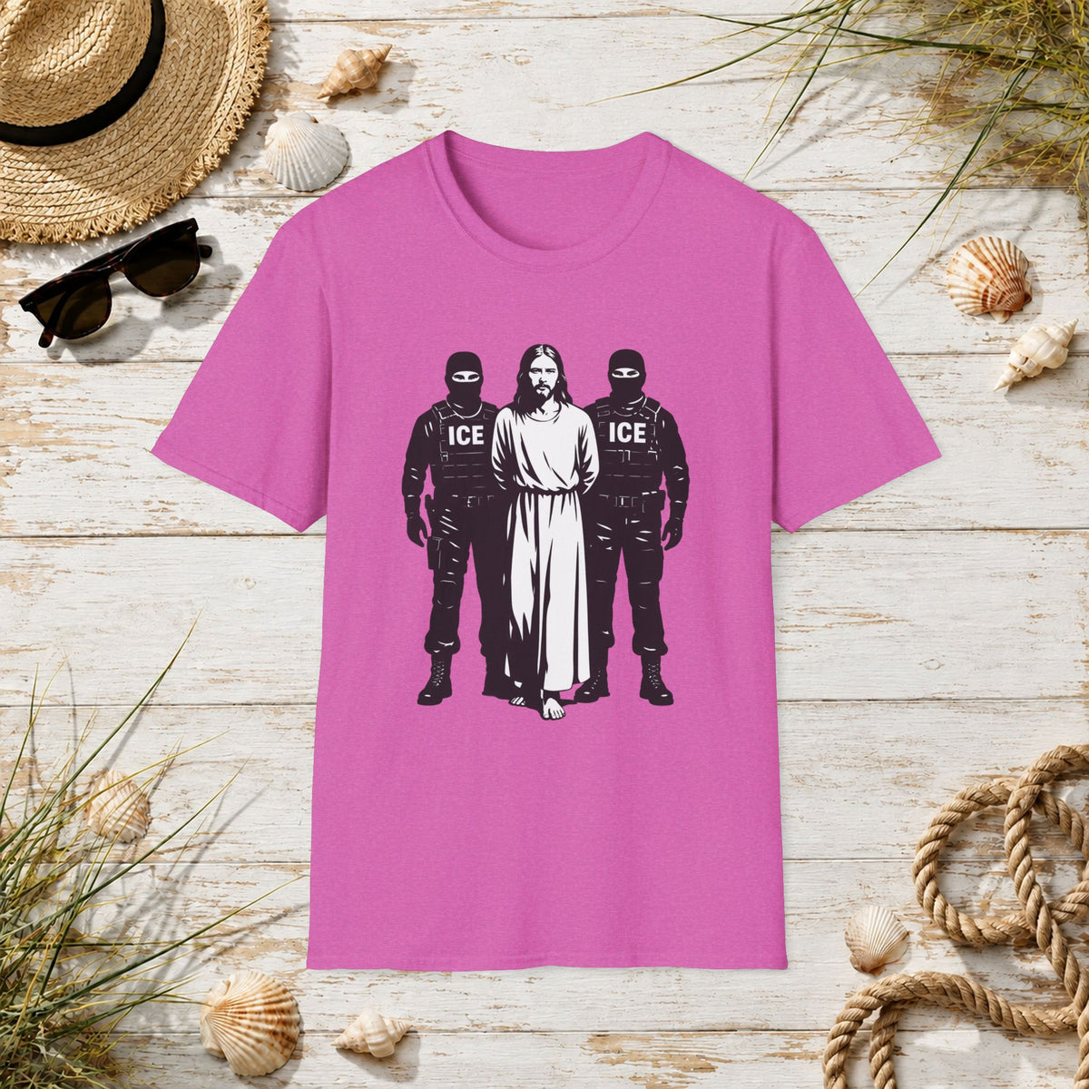 Jesus Between ICE Agents T-Shirt