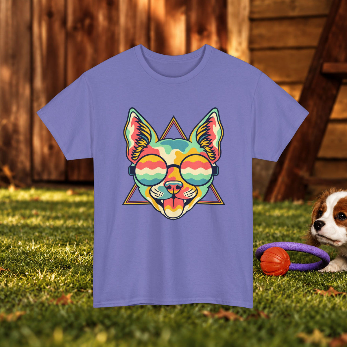Chihuahua Sunglasses Tee — Colorful Retro Dog Graphic T-Shirt