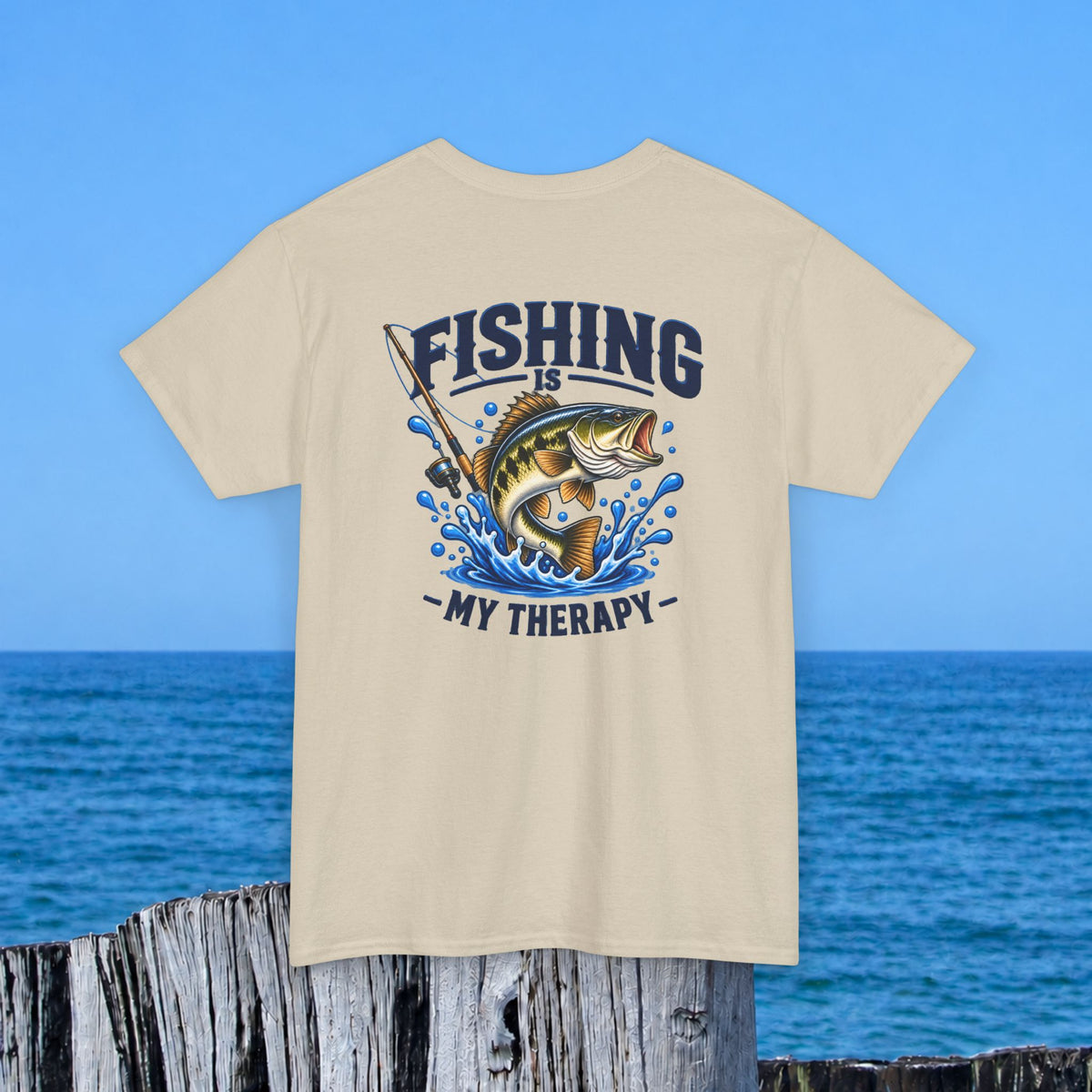 Fishing Tee — "Fishing Is My Therapy" Graphic T-Shirt