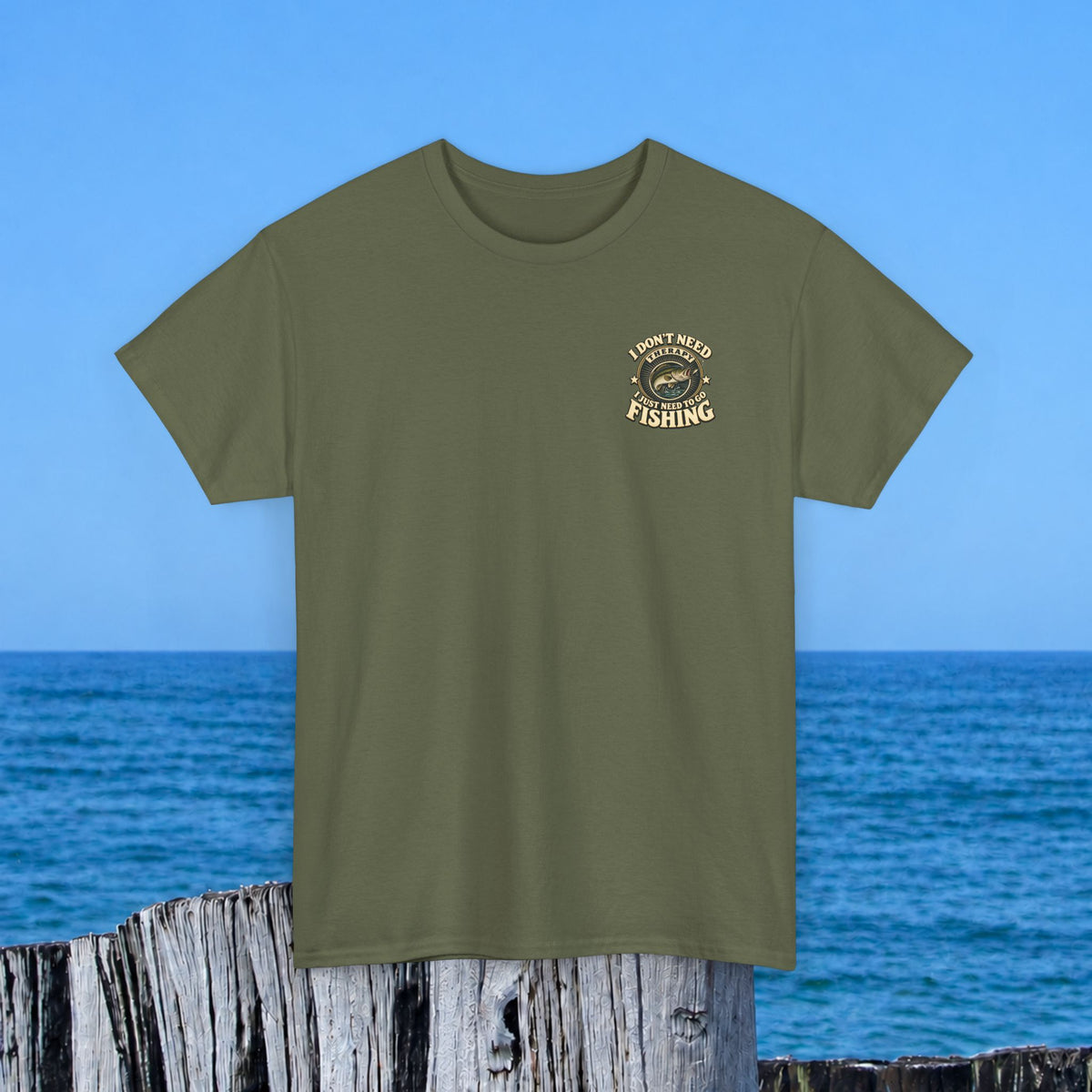 Fishing T-Shirt — "I Don't Need Therapy, I Just Need to Go Fishing" Graphic Tee