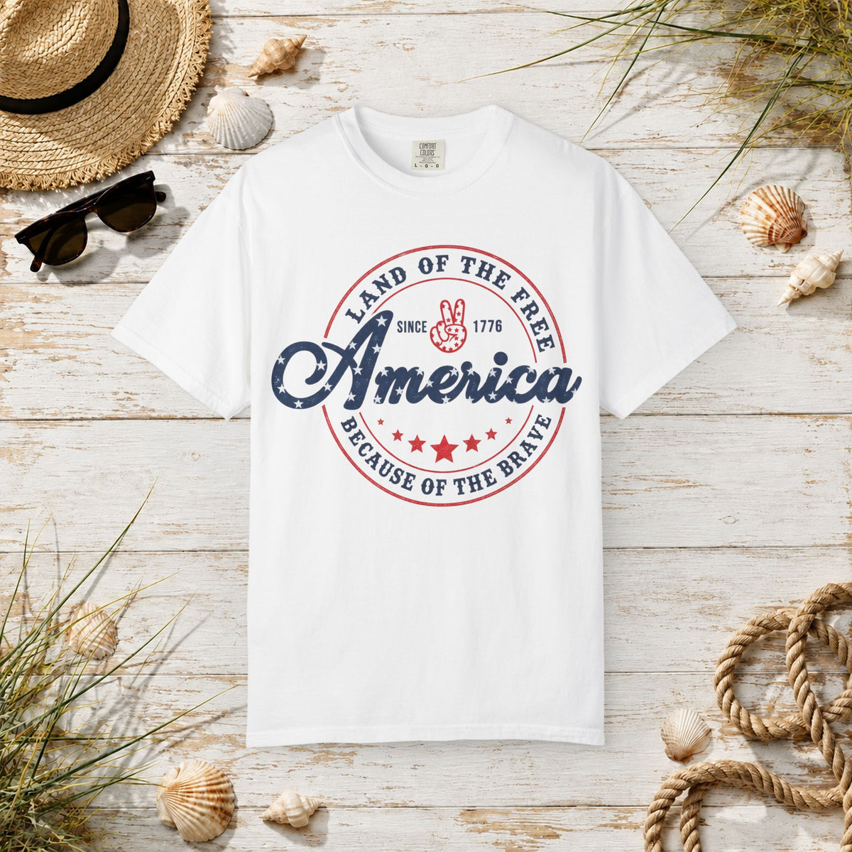 America Vintage Premium Seal T-Shirt — "Land of the Free, Because of the Brave"