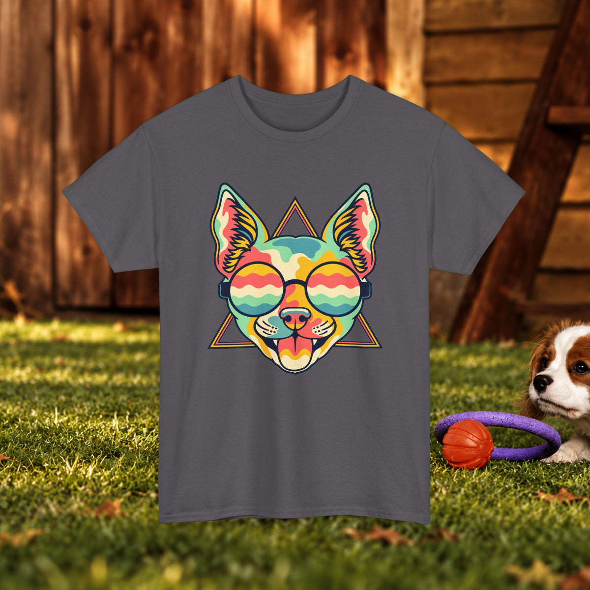 Chihuahua Sunglasses Tee — Colorful Retro Dog Graphic T-Shirt
