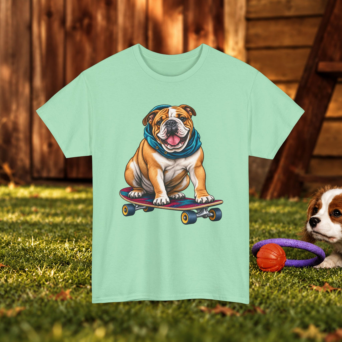 Bulldog Skateboard T-Shirt – Cute Skateboarding Dog Graphic Tee