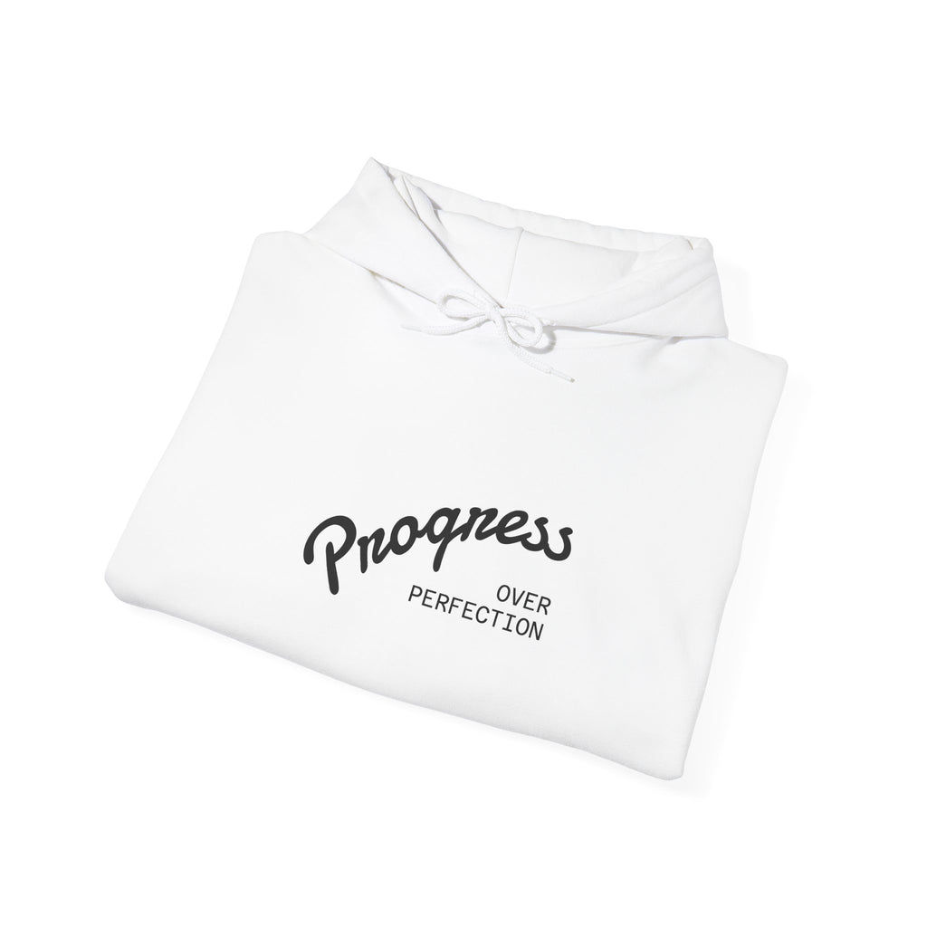 Coastal Harmony Surf Hoodie — "Progress Over Perfection" Graphic Sweatshirt