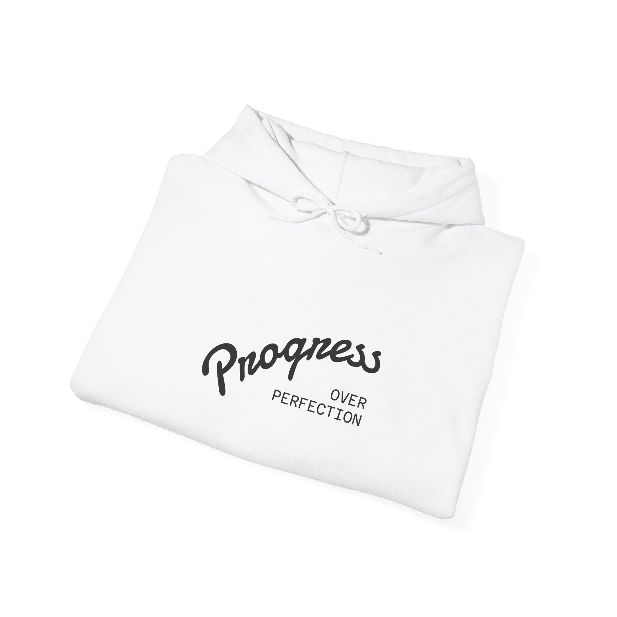 Coastal Harmony Surf Hoodie — "Progress Over Perfection" Graphic Sweatshirt