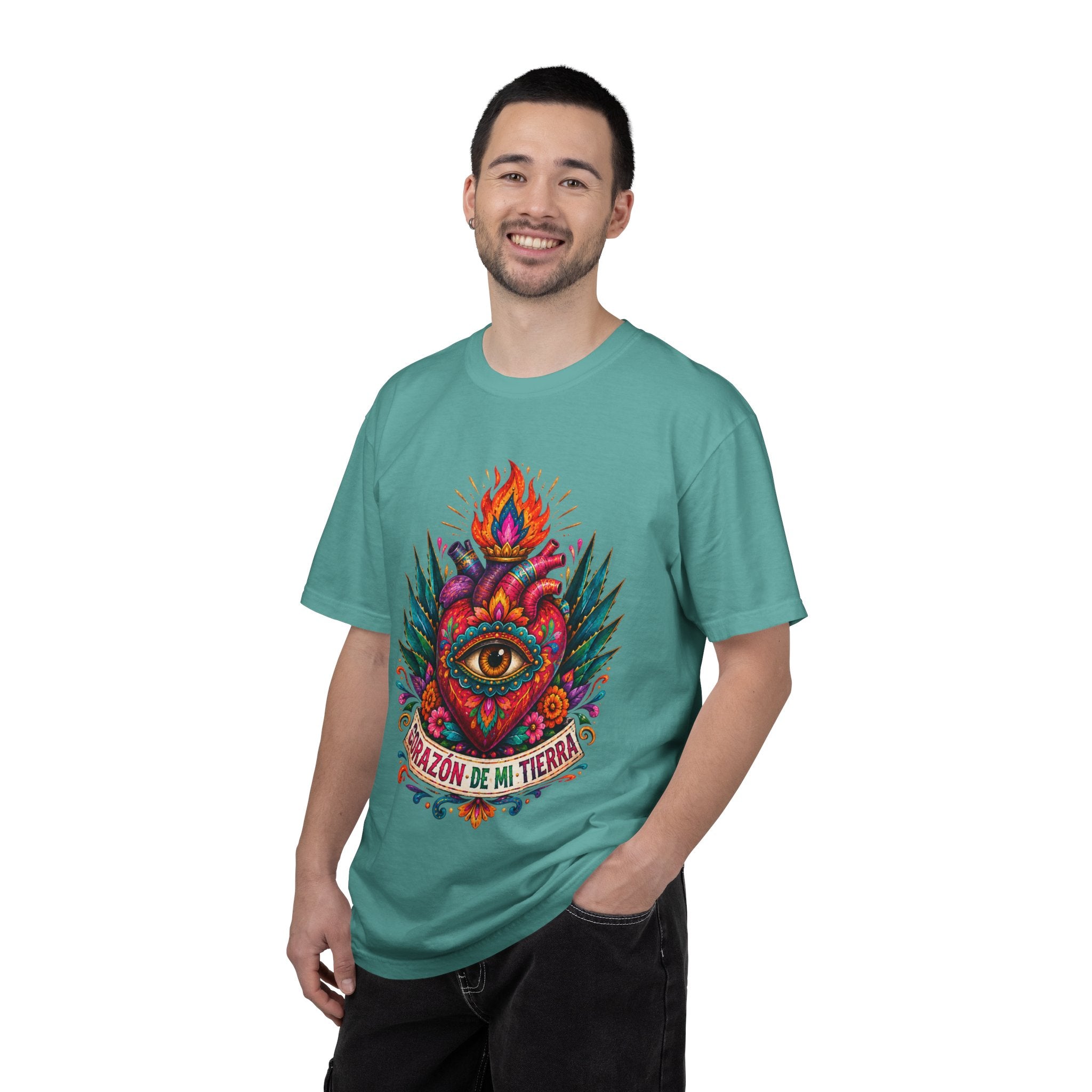 Heart of My Land T‑Shirt — Corazón de Mi Tierra Sacred Heart Graphic Tee