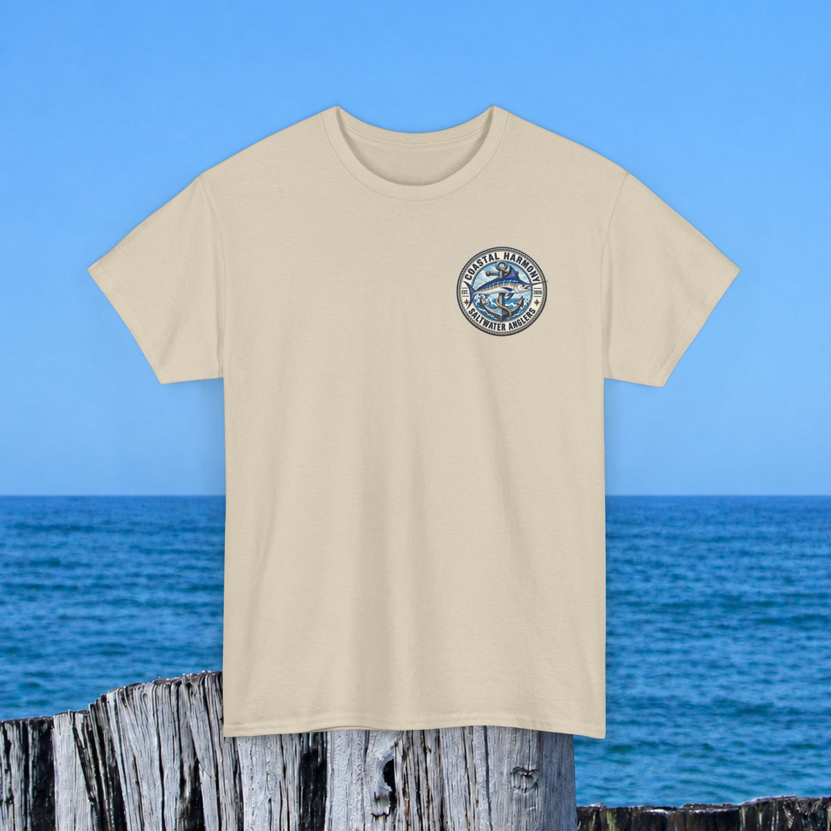 Fishing Tee — "Coastal Harmony" Saltwater Anglers Short-Sleeve Shirt
