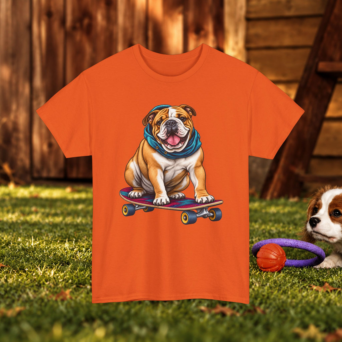 Bulldog Skateboard T-Shirt – Cute Skateboarding Dog Graphic Tee
