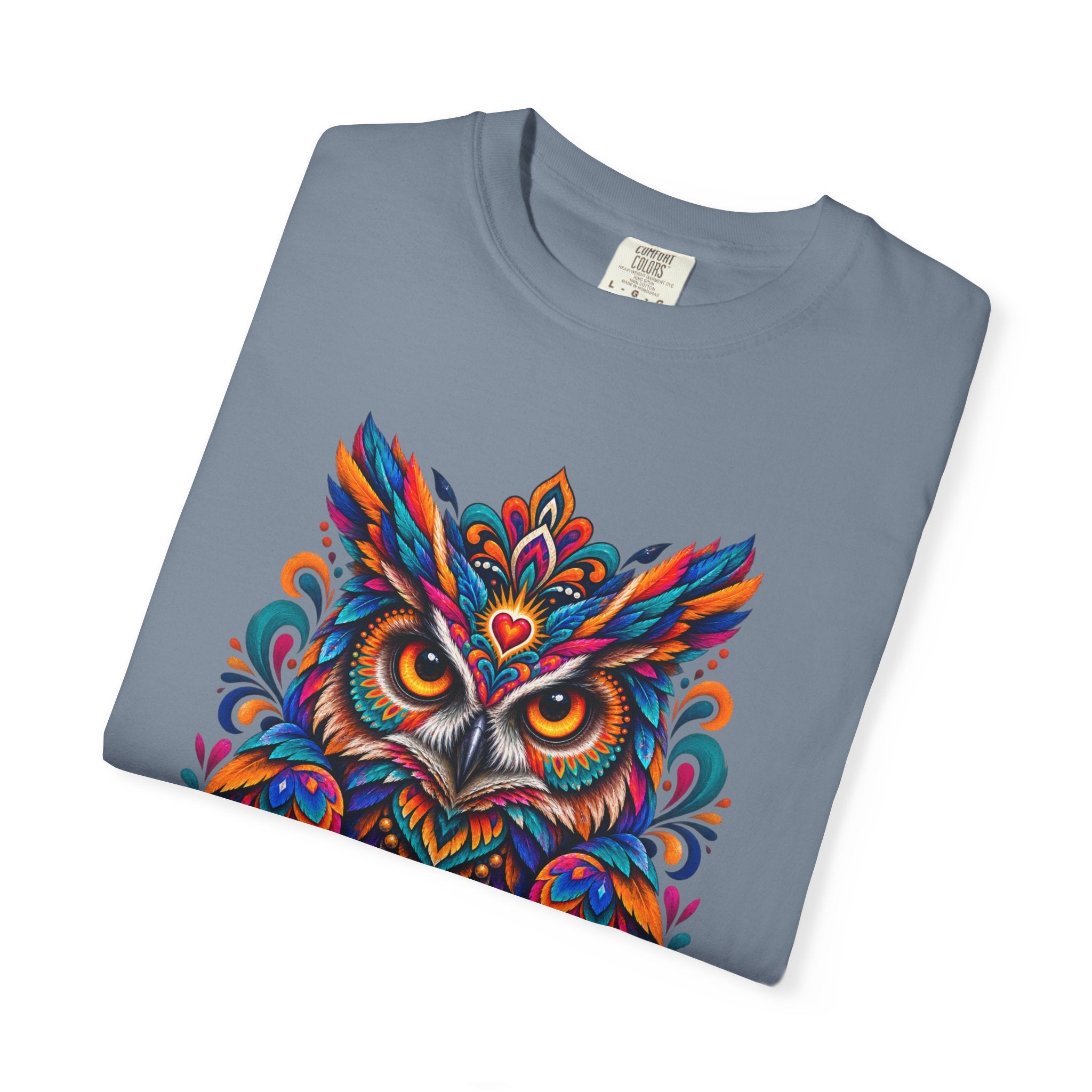 Colorful Owl 'Sabiduría' T-Shirt – Vibrant Mexican Folk Art Tee