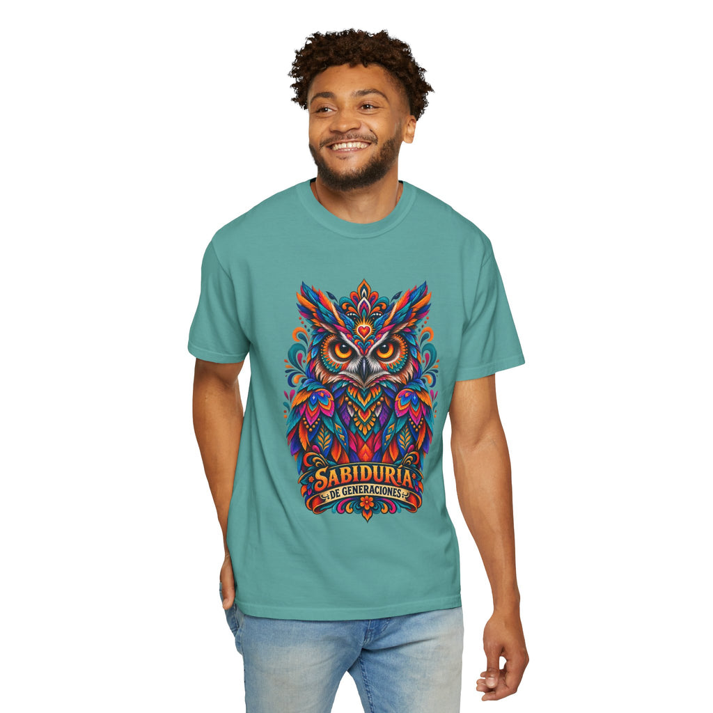 Colorful Owl 'Sabiduría' T-Shirt – Vibrant Mexican Folk Art Tee