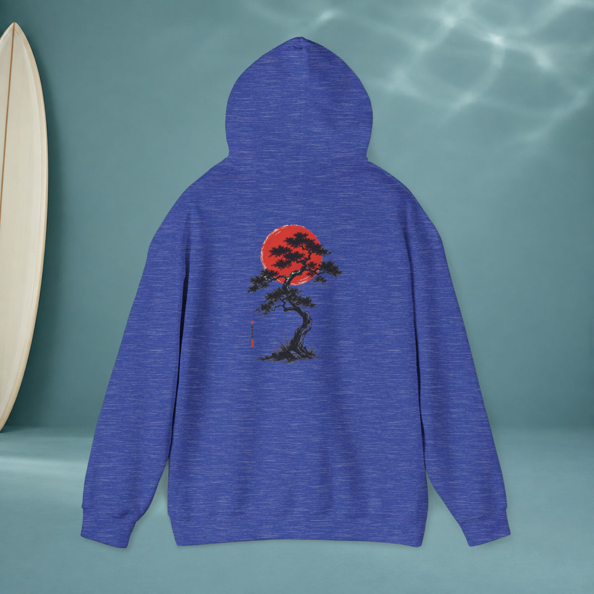 Bonsai & Koi Hoodie — Japanese Red Sun Graphic Hooded Sweatshirt