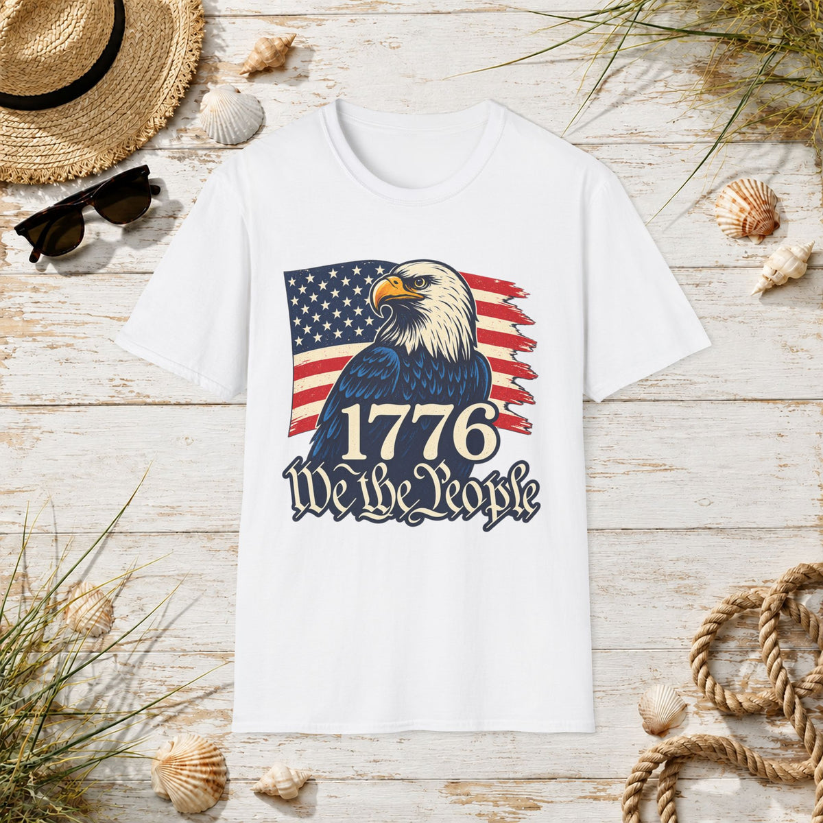 Patriotic Eagle T-Shirt — '1776 We the People' American Flag Tee