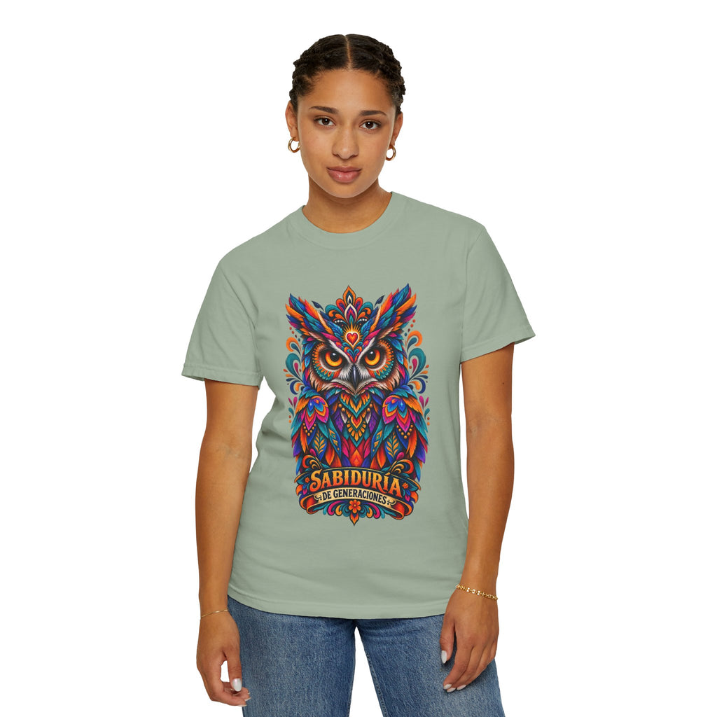 Colorful Owl 'Sabiduría' T-Shirt – Vibrant Mexican Folk Art Tee