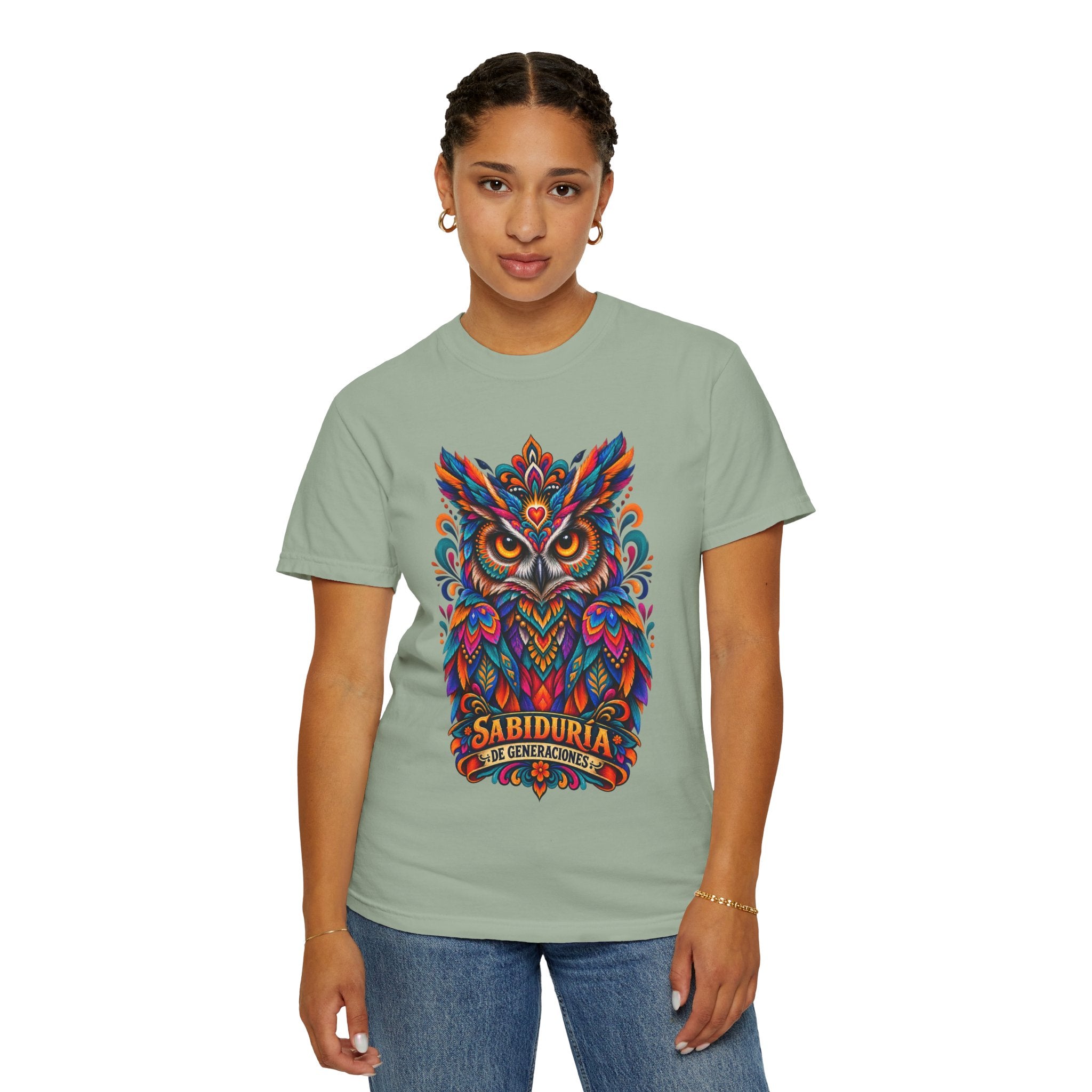 Colorful Owl 'Sabiduría' T-Shirt – Vibrant Mexican Folk Art Tee
