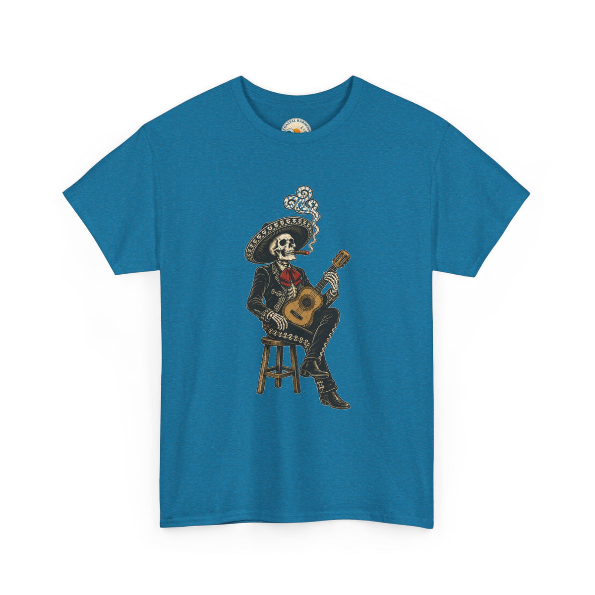 Day of the Dead Mariachi Guitar Tee — Skeleton Musician T-Shirt