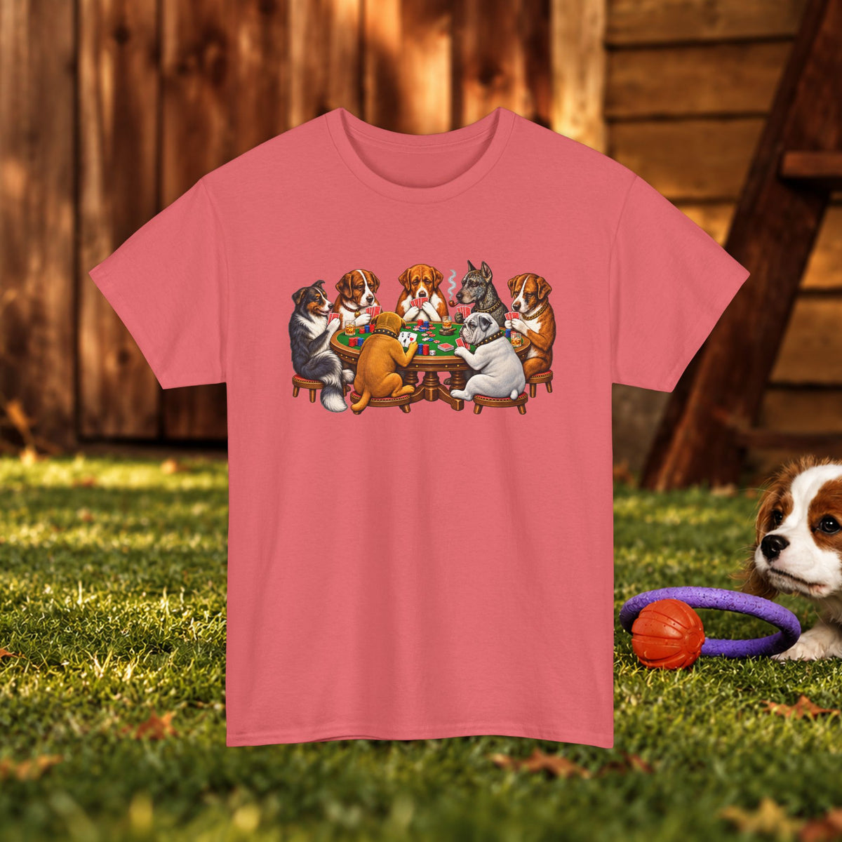 Dog Poker Night T‑Shirt — Cute Dogs Playing Cards Graphic Tee