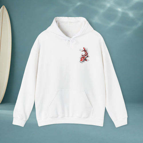 Bonsai & Koi Hoodie — Japanese Red Sun Graphic Hooded Sweatshirt