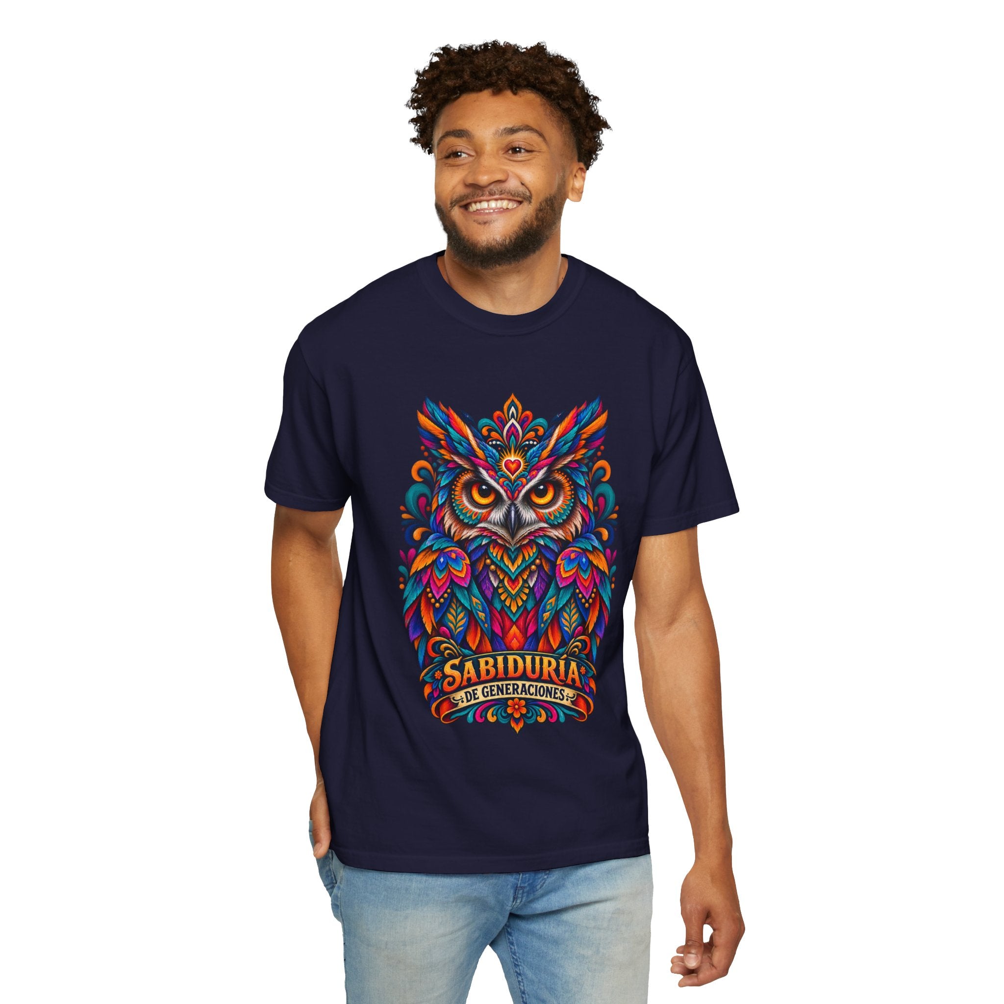 Colorful Owl 'Sabiduría' T-Shirt – Vibrant Mexican Folk Art Tee