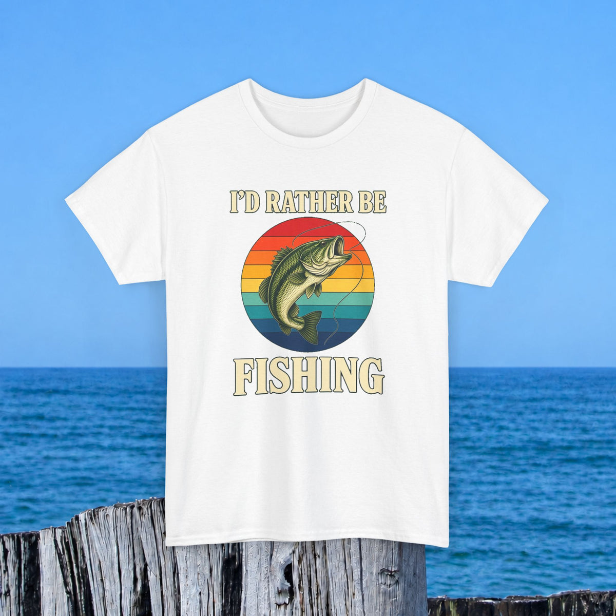 Fishing T-Shirt — "I'd Rather Be Fishing" Retro Bass Tee