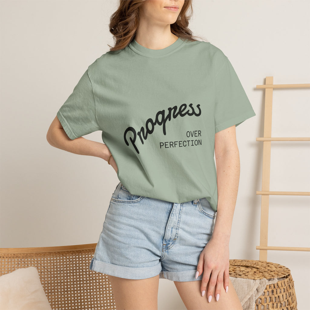 Coastal Harmony T-Shirt — "Progress Over Perfection" Surf Graphic Tee