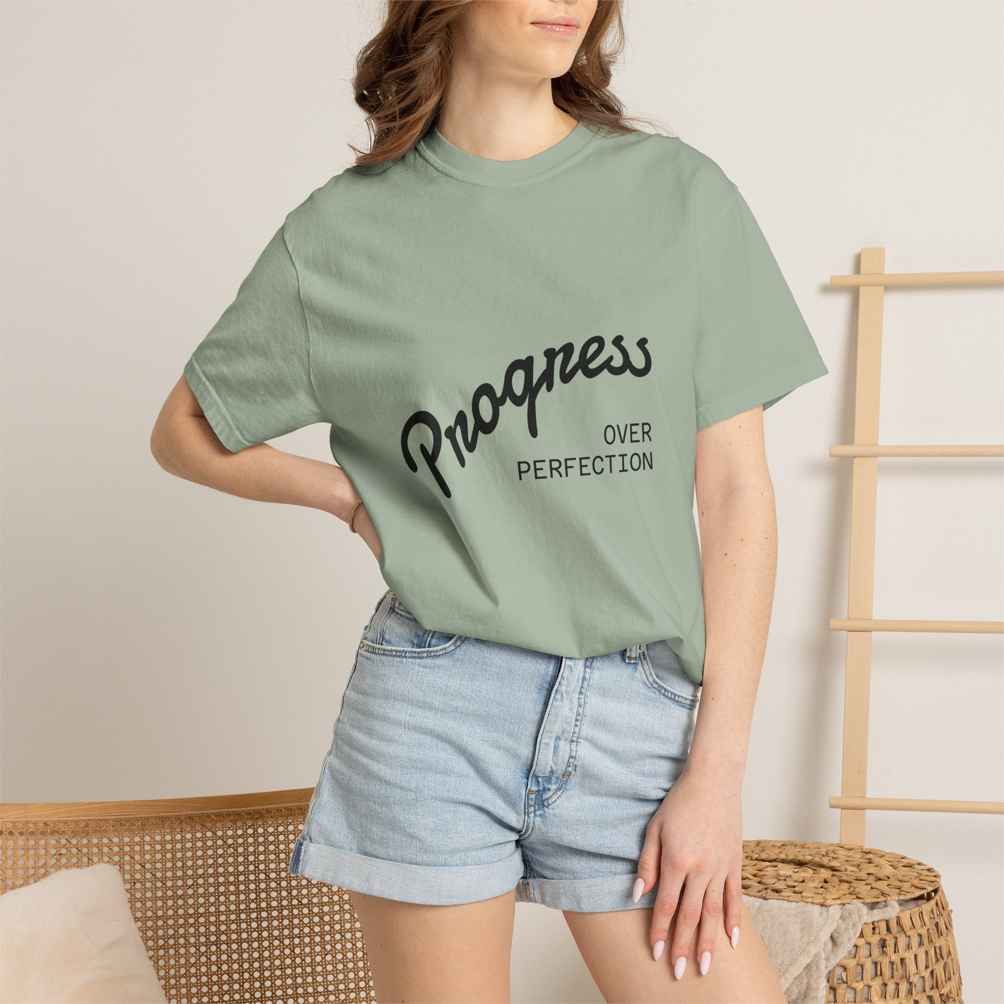 Coastal Harmony T-Shirt — "Progress Over Perfection" Surf Graphic Tee