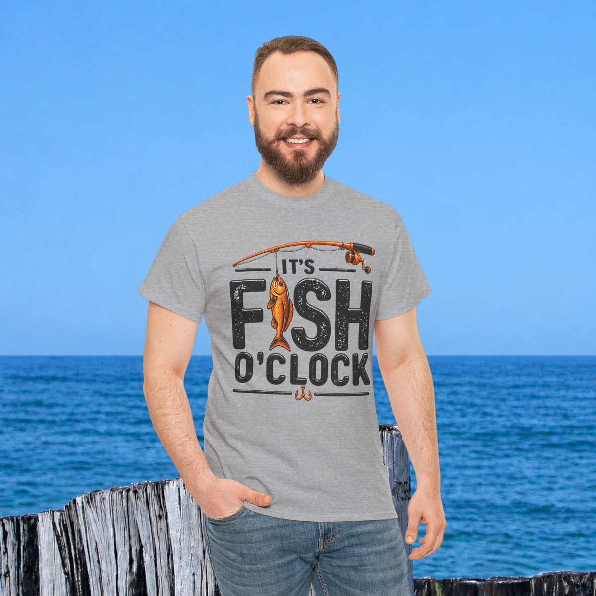 Fishing T‑Shirt — "It's Fish O'Clock" Graphic Tee for Anglers