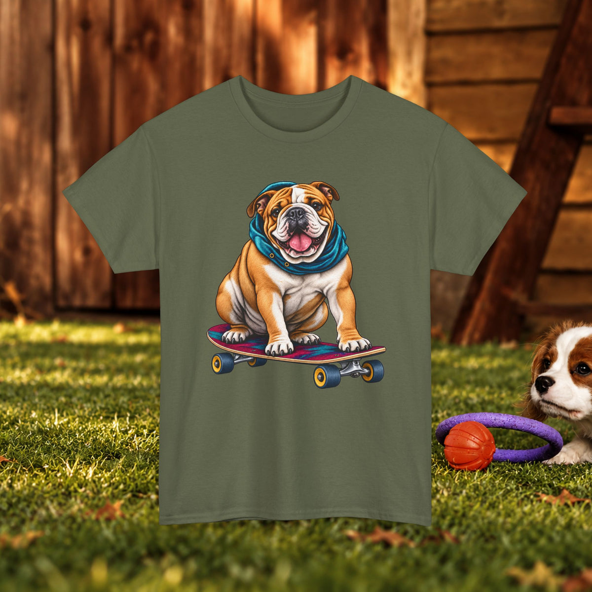 Bulldog Skateboard T-Shirt – Cute Skateboarding Dog Graphic Tee